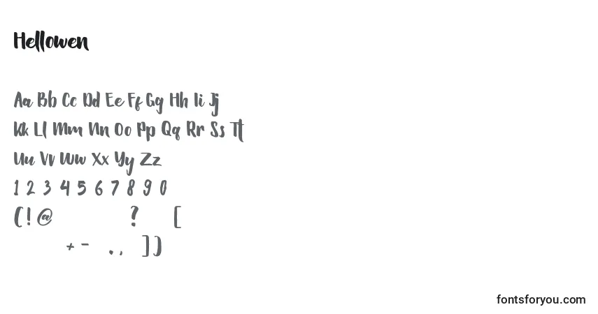 Schriftart Hellowen (129403) – Alphabet, Zahlen, spezielle Symbole