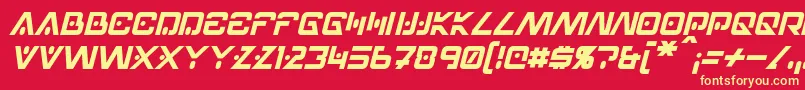 Fonte Hellpoint Italic – fontes amarelas em um fundo vermelho