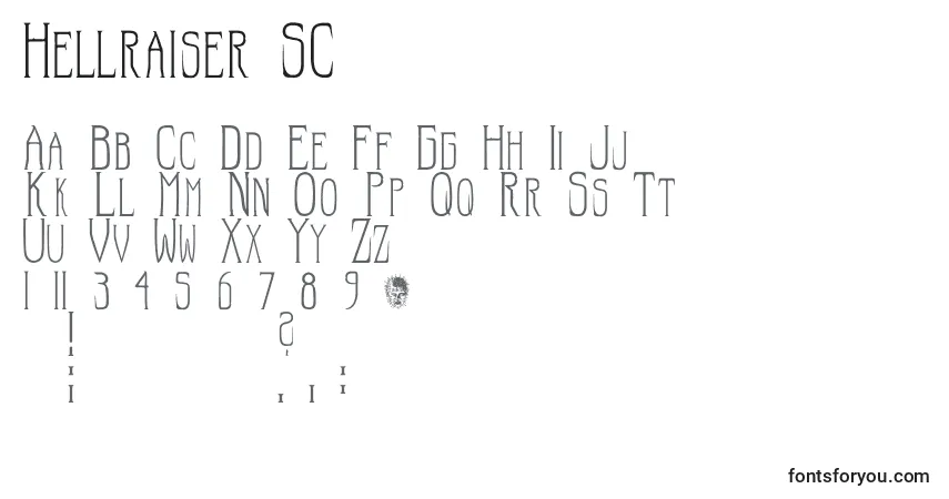Schriftart Hellraiser SC (129408) – Alphabet, Zahlen, spezielle Symbole