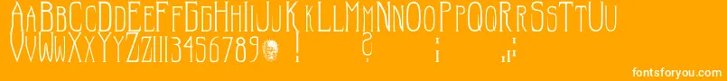 Hellraiser SC-Schriftart – Weiße Schriften auf orangefarbenem Hintergrund