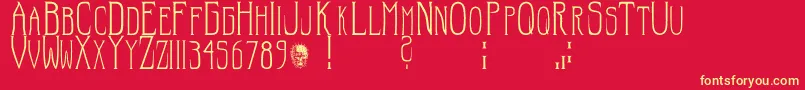 Hellraiser SC Font – Yellow Fonts on Red Background