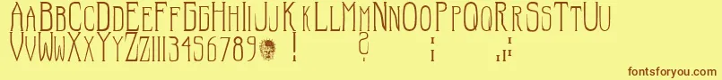 Hellraiser SC-Schriftart – Braune Schriften auf gelbem Hintergrund