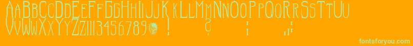 Hellraiser SC Font – Green Fonts on Orange Background