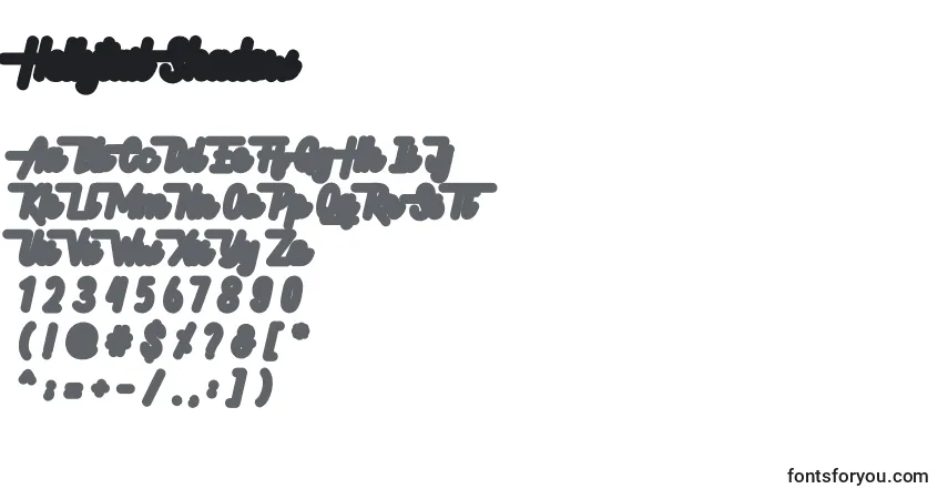 Hellytail Shadow (129411)-fontti – aakkoset, numerot, erikoismerkit