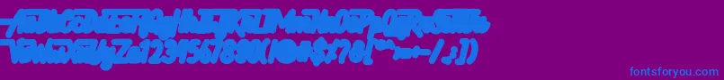フォントHellytail Shadow – 紫色の背景に青い文字