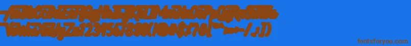 フォントHellytail Shadow – 茶色の文字が青い背景にあります。