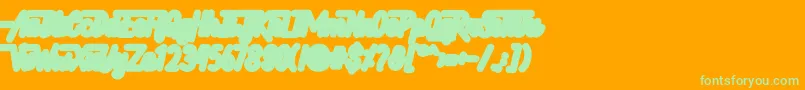 Hellytail Shadow-Schriftart – Grüne Schriften auf orangefarbenem Hintergrund
