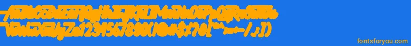 フォントHellytail Shadow – オレンジ色の文字が青い背景にあります。