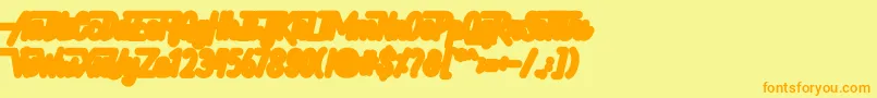 フォントHellytail Shadow – オレンジの文字が黄色の背景にあります。