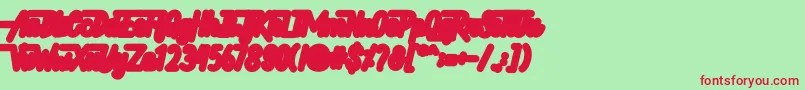Hellytail Shadow-fontti – punaiset fontit vihreällä taustalla