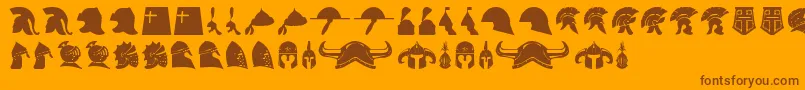 helmets Font – Brown Fonts on Orange Background