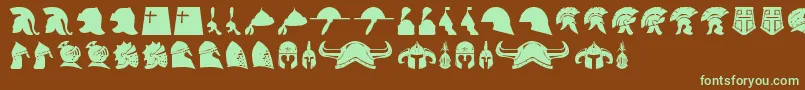 helmets Font – Green Fonts on Brown Background