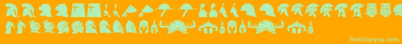 helmets Font – Green Fonts on Orange Background