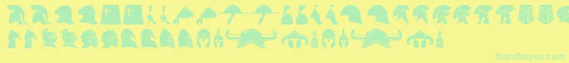 helmets Font – Green Fonts on Yellow Background