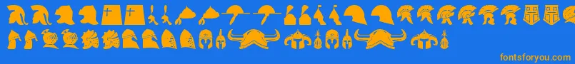 helmets Font – Orange Fonts on Blue Background
