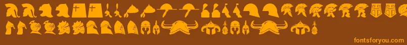 helmets Font – Orange Fonts on Brown Background