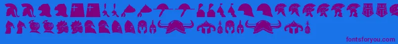 helmets Font – Purple Fonts on Blue Background