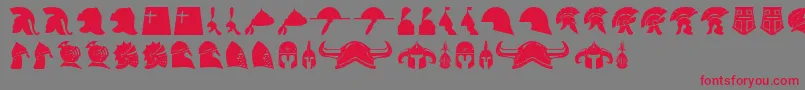 helmets-Schriftart – Rote Schriften auf grauem Hintergrund