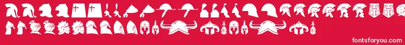 helmets-Schriftart – Weiße Schriften auf rotem Hintergrund