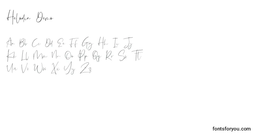 Шрифт Helodia Demo – алфавит, цифры, специальные символы