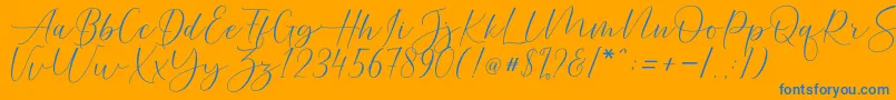 Helostar Font – Blue Fonts on Orange Background