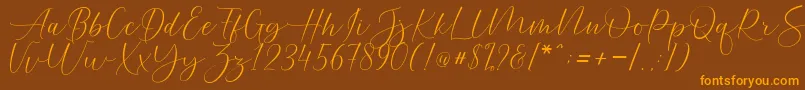 Helostar-Schriftart – Orangefarbene Schriften auf braunem Hintergrund