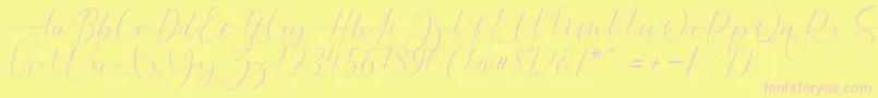 Helostar-fontti – vaaleanpunaiset fontit keltaisella taustalla