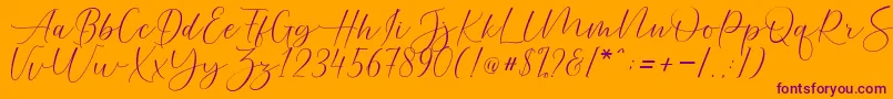 Helostar-fontti – violetit fontit oranssilla taustalla