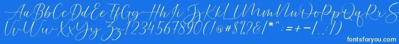 Helostar-Schriftart – Gelbe Schriften auf blauem Hintergrund