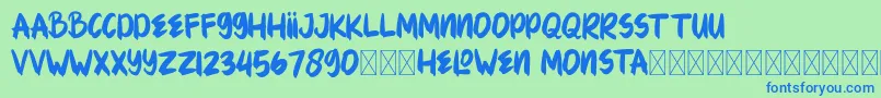 HELOWENMONSTA Font – Blue Fonts on Green Background