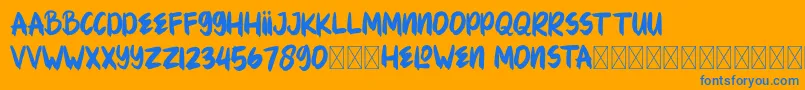 HELOWENMONSTA Font – Blue Fonts on Orange Background