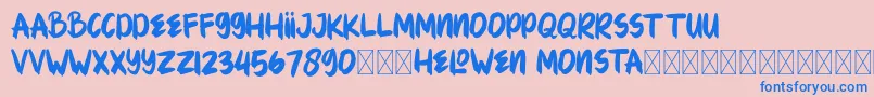 HELOWENMONSTA Font – Blue Fonts on Pink Background