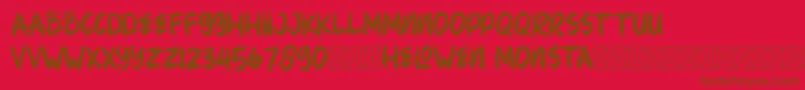 More about HELOWENMONSTA Font HELOWENMONSTA Font – Brown Fonts on Red Background