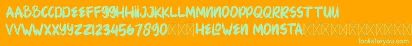 HELOWENMONSTA Font – Green Fonts on Orange Background