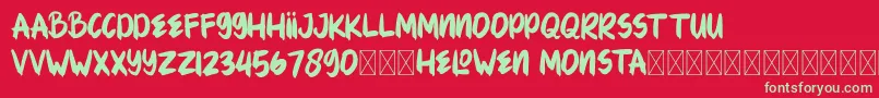HELOWENMONSTA Font – Green Fonts on Red Background