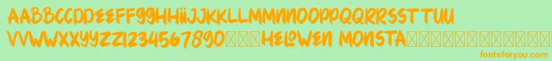 HELOWENMONSTA Font – Orange Fonts on Green Background