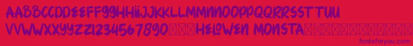 HELOWENMONSTA Font – Purple Fonts on Red Background
