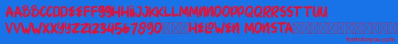 En savoir plus sur la police HELOWENMONSTA Police HELOWENMONSTA – polices rouges sur fond bleu