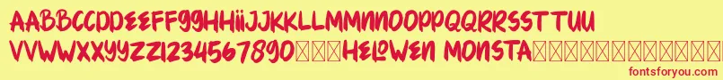 HELOWENMONSTA Font – Red Fonts on Yellow Background