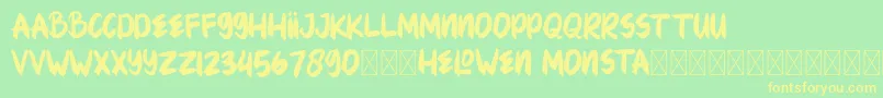 HELOWENMONSTA Font – Yellow Fonts on Green Background