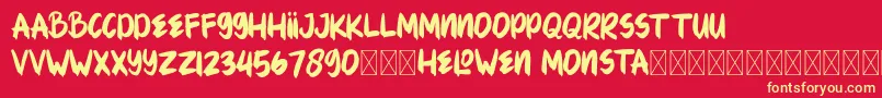 HELOWENMONSTA Font – Yellow Fonts on Red Background