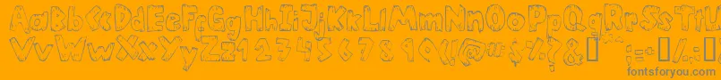 HELTSN  -Schriftart – Graue Schriften auf orangefarbenem Hintergrund