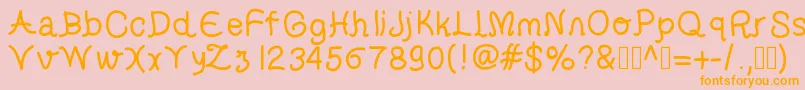 フォントhelveti – オレンジの文字がピンクの背景にあります。