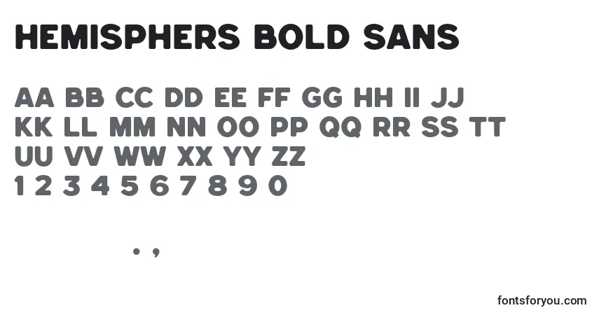 A fonte Hemisphers Bold Sans – alfabeto, números, caracteres especiais