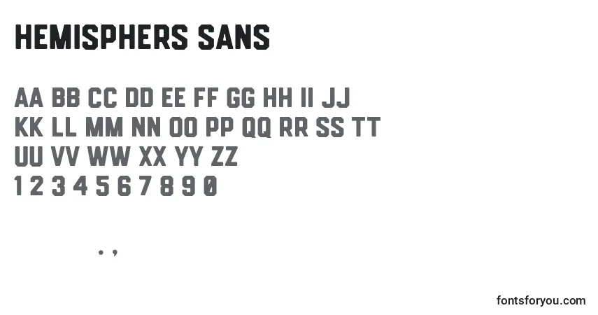 Шрифт Hemisphers Sans – алфавит, цифры, специальные символы