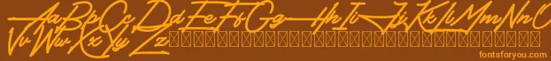 Hendangan-Schriftart – Orangefarbene Schriften auf braunem Hintergrund
