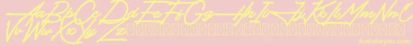 Hendangan-Schriftart – Gelbe Schriften auf rosa Hintergrund