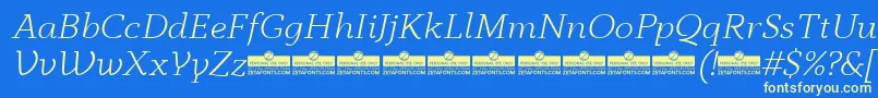AnaphoraLightItalicTrial Font – Yellow Fonts on Blue Background