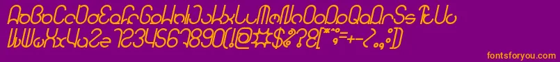 Fonte HENDERSON Bold Italic – fontes laranjas em um fundo violeta