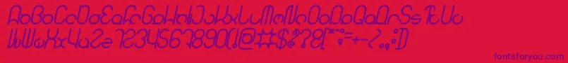 Czcionka HENDERSON Bold Italic – fioletowe czcionki na czerwonym tle